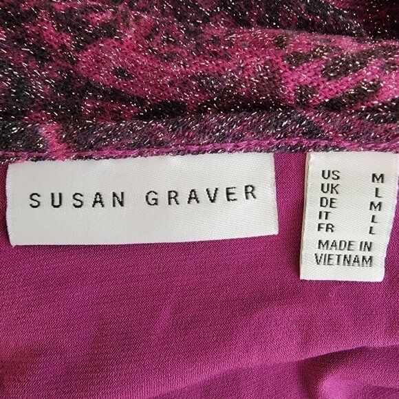 Susan Graver metallic paisley print long sleeve sweater top medium - Picture 6 of 7